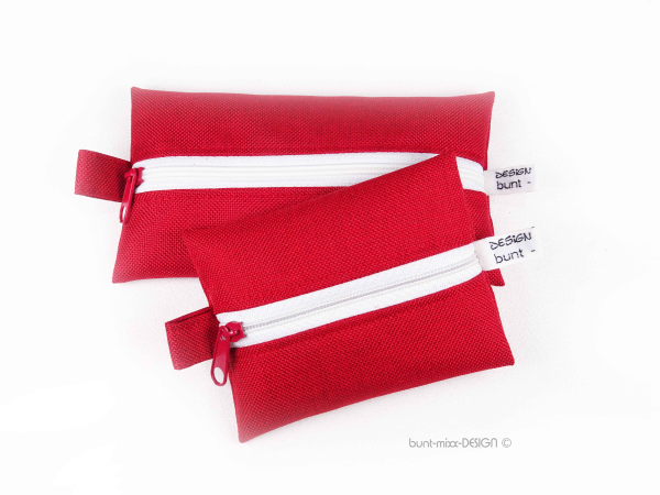 Täschchen ROT rubinrot, Reißverschluß Karabiner, TaTüTa Inhalator Kosmetik, BuntMixxDESIGN